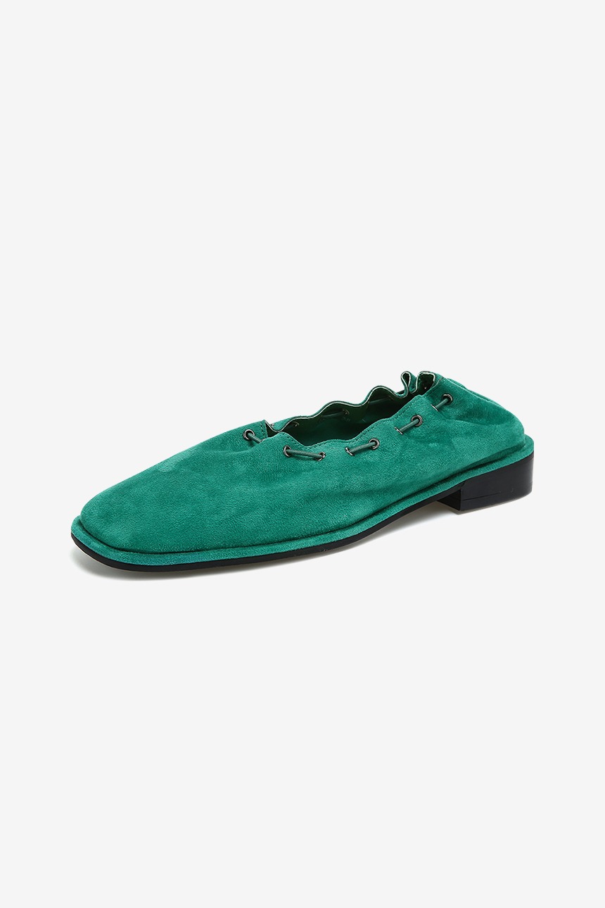 MUSUBI Square toe flat shoes (Teal green)