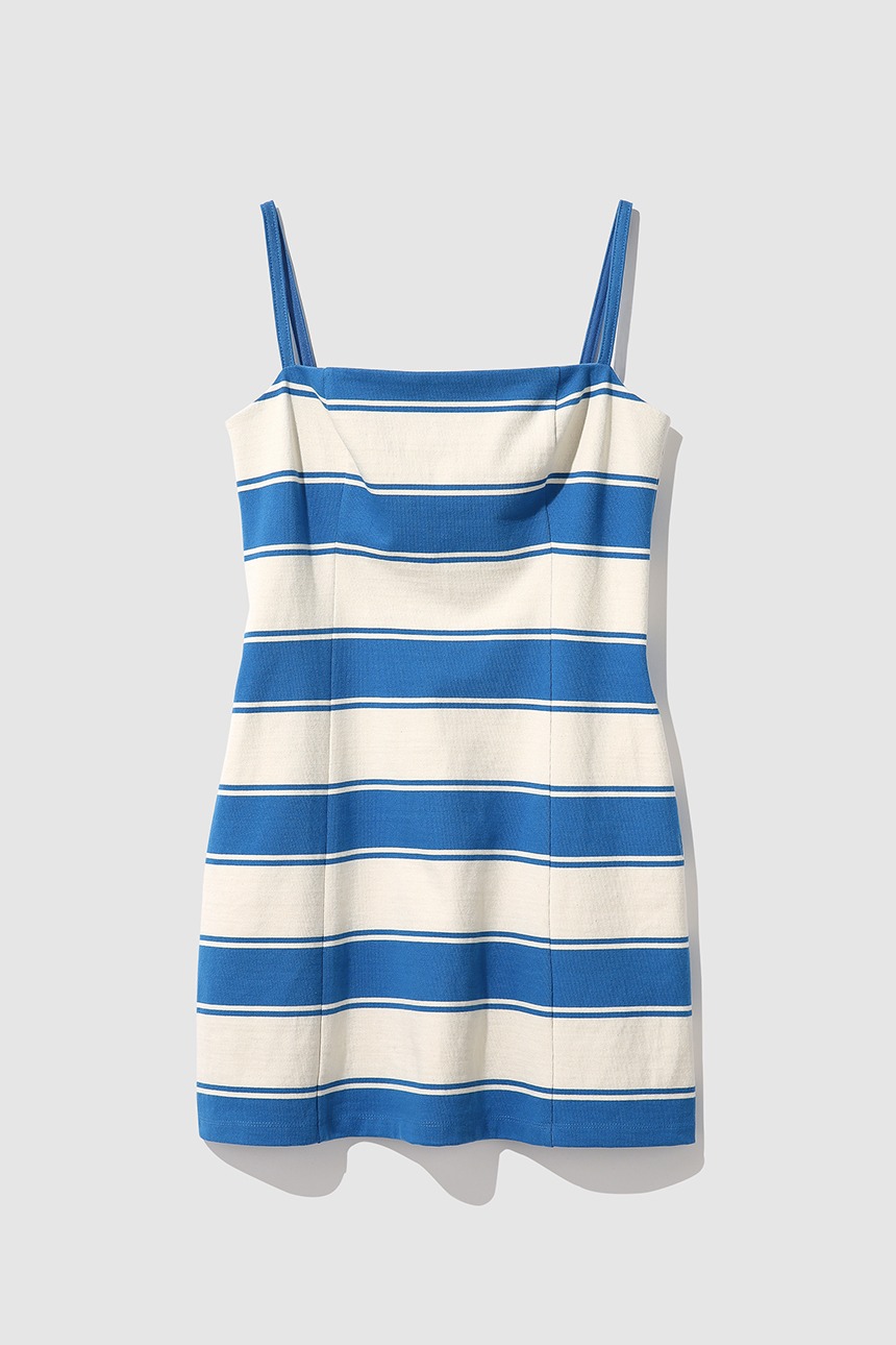 [아이브 이서 착용]ROMA Stripe sleeveless mini one piece (Natural&amp;Blue)