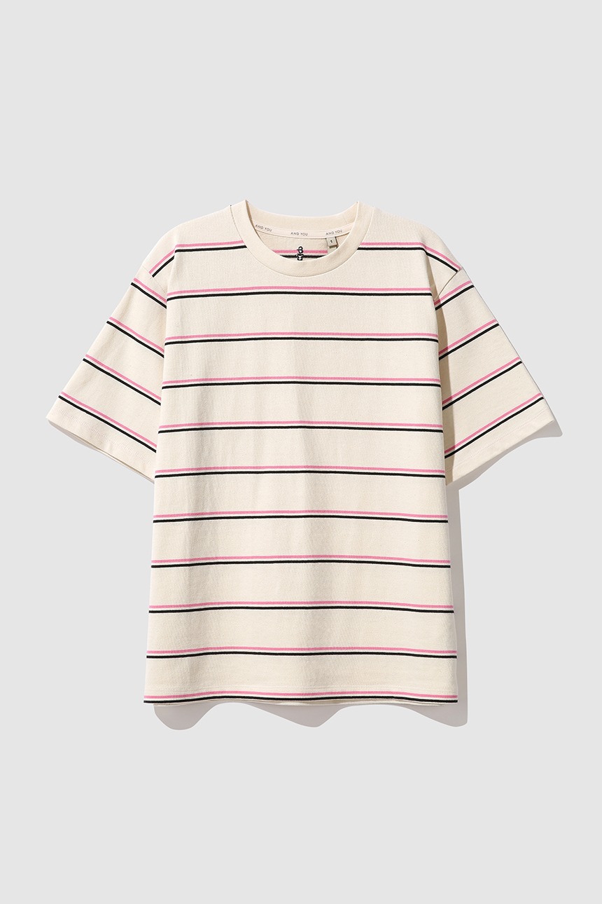 COSENZA Stripe T-shirt (Natural&amp;Pink)