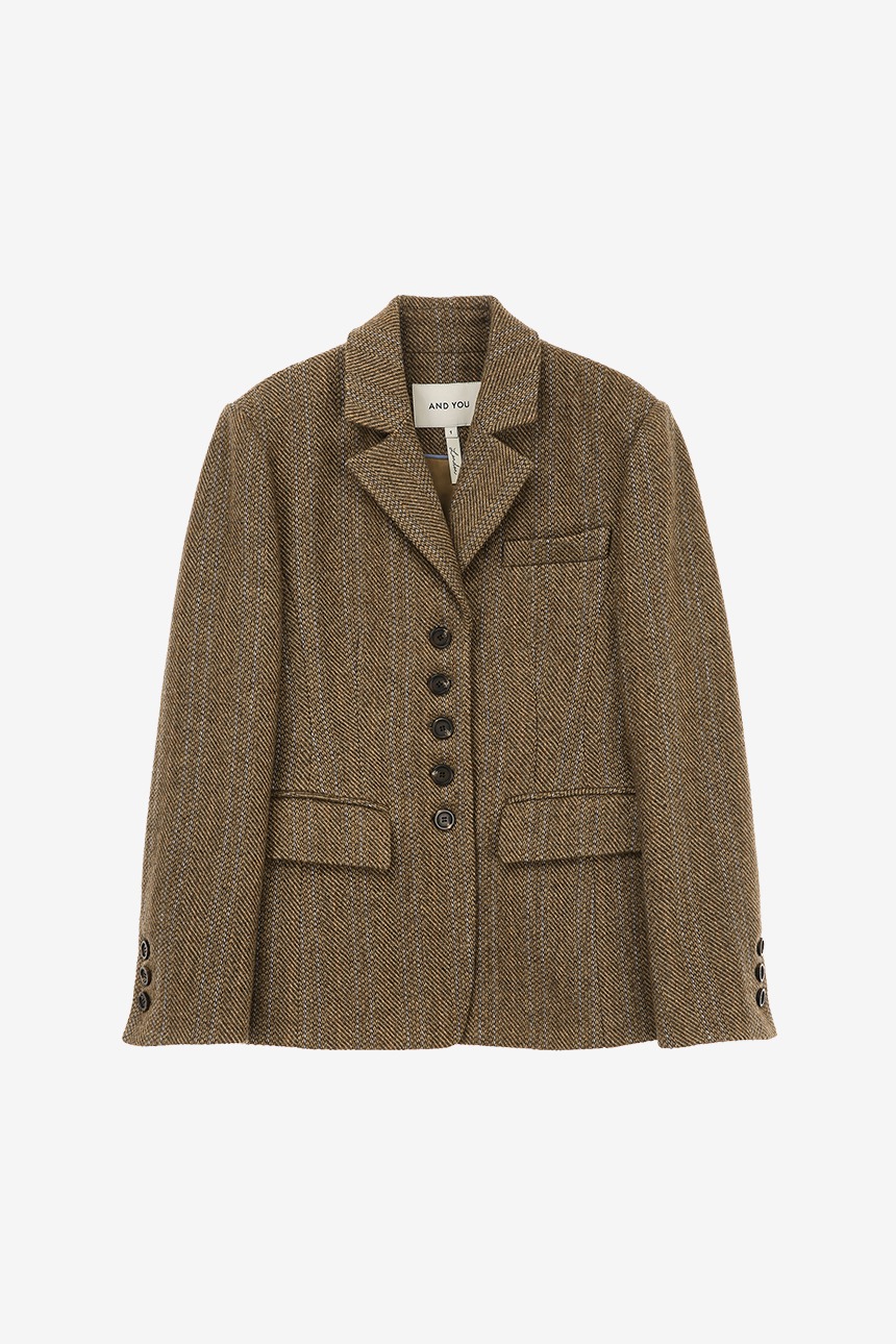[10/12 예약배송][박나언,이나연 착용]SHOREDITCH Classic wool jacket (Brown herringbone)