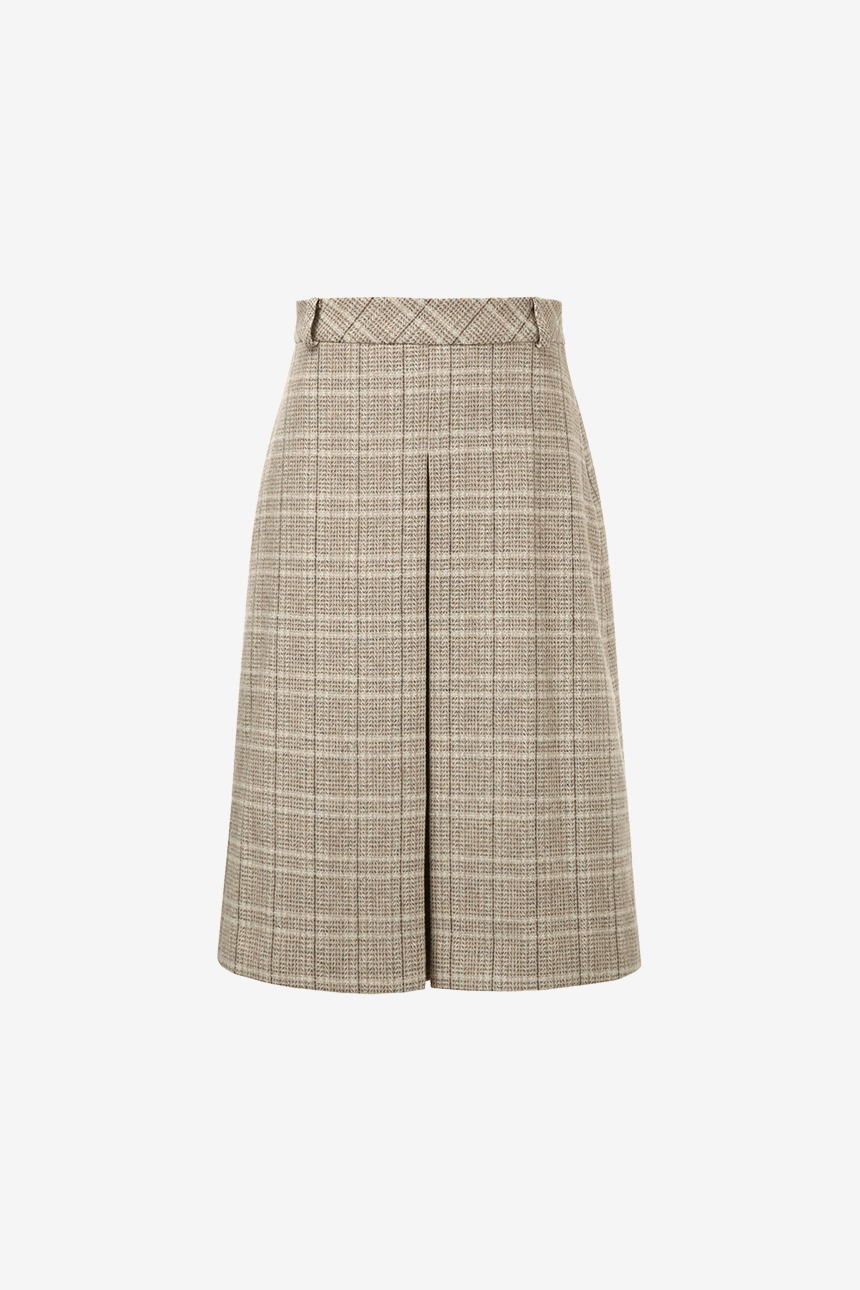 [박규영 착용]FENCHURCH A-line wool midi skirt (Beige check)