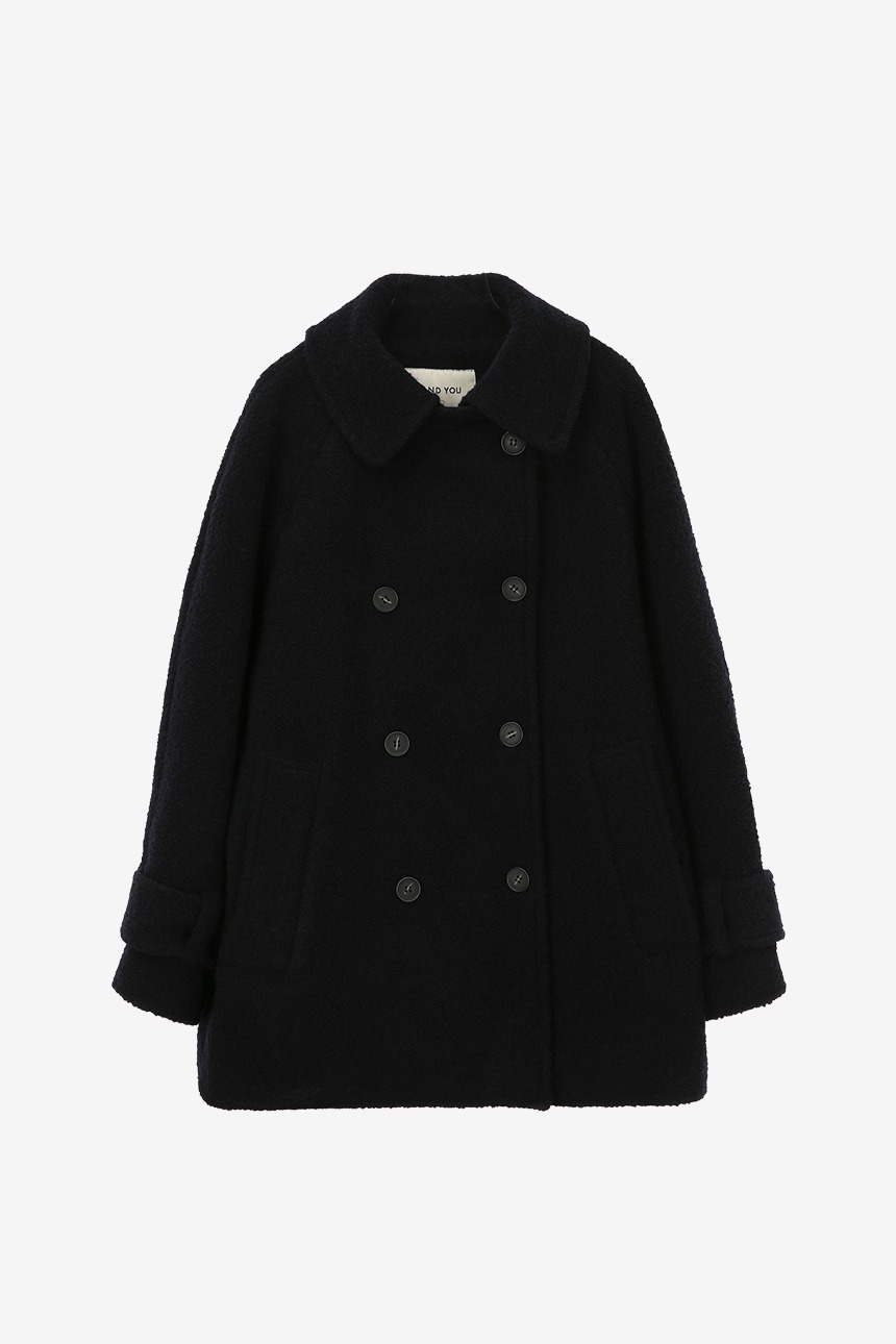 [이나연, 유이착용]HOXTON Boucle wool pea coat (Navy)